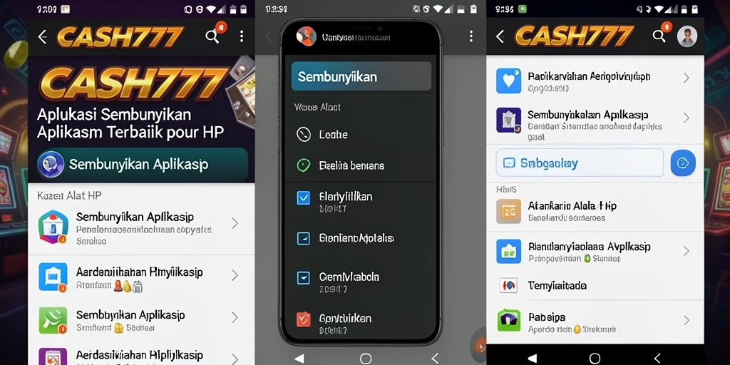 Tampilan antarmuka aplikasi CASH777 saat menyembunyikan aplikasi.