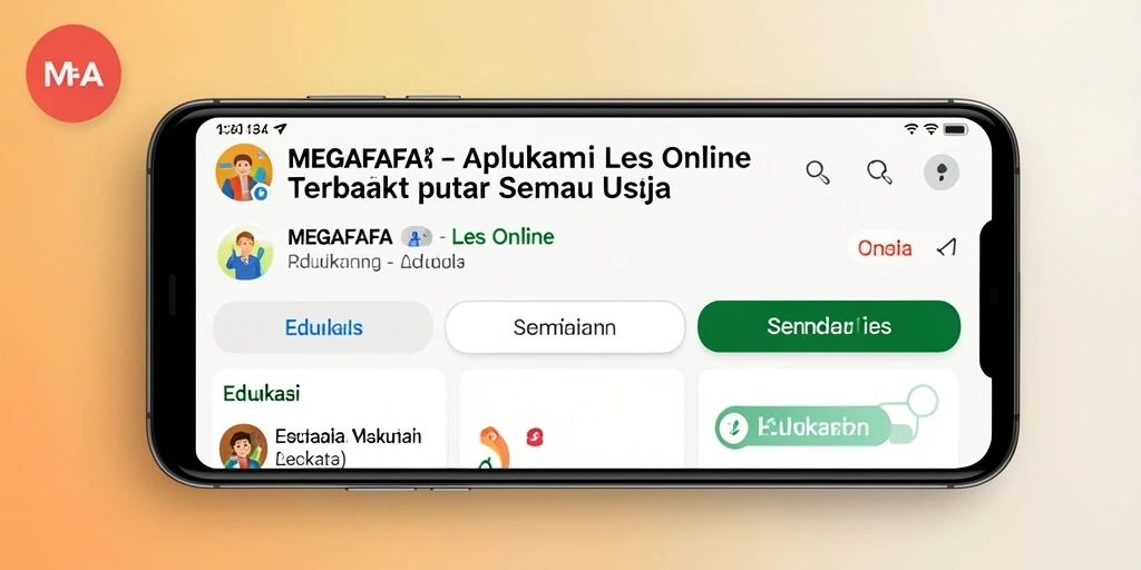 Tampilan antarmuka MEGAFAFA yang interaktif untuk Les Online.