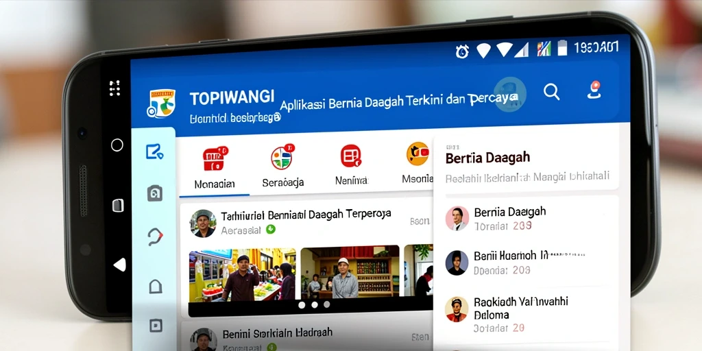 Screenshot aplikasi TOPIWANGI menampilkan antarmuka berita daerah yang menarik.
