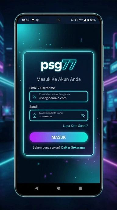 Tampilan halaman login psg77